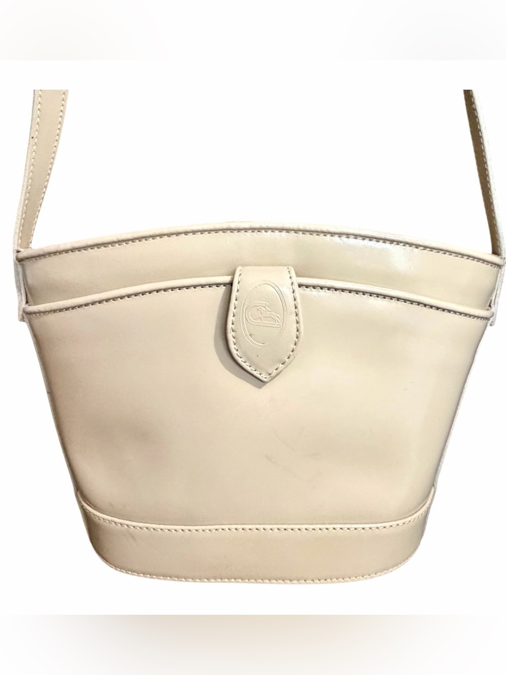 Cristian Vintage Genuine Leather Crossbody Structured Purse Bone Italian Made